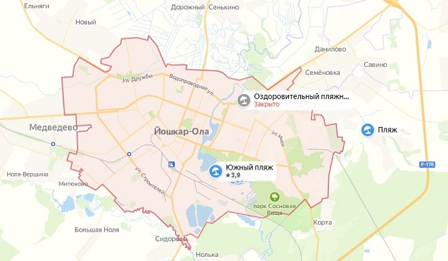 Администрация Йошкар-Олы нашла на «Яндекс. Картах» неточности, связанные синформацией о пляжах города